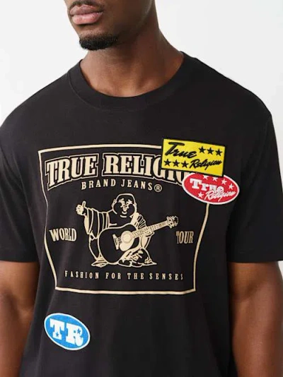 True Religion Men's World Tour Logo Patch Heavyweight T-shirt In Black