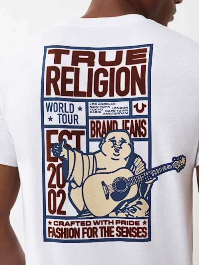 True Religion Men's World Tour Poster T-shirt In White