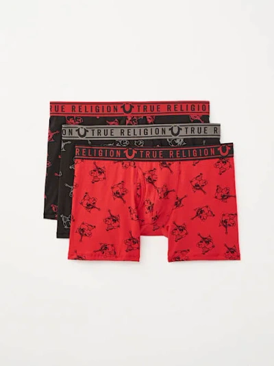 True Religion Mens 3-pack Buddha Boxer Briefs In Multi