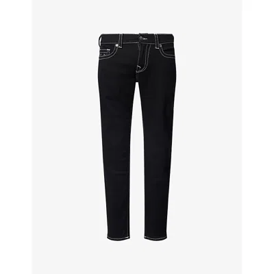 True Religion Mens Black Rinse Rocco Stitched Tapered-leg Stretch-denim Jeans