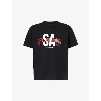 True Religion Mens Black X Sebastien Ami Graphic-print Cotton-jersey T-shirt