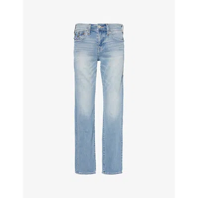 True Religion Mens Brilliant Med Wash Ricky Whiskering Straight-leg Relaxed-fit Stretch-denim Jeans