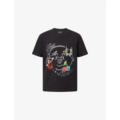 True Religion Mens Buddha Face Graphic-print Cotton T-shirt Jet Black