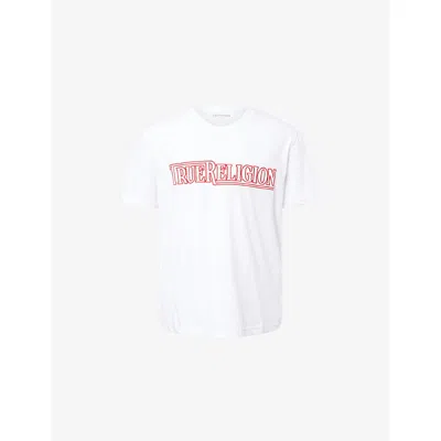 True Religion Mens Fresh Logo Graphic-print Cotton T-shirt Optic White