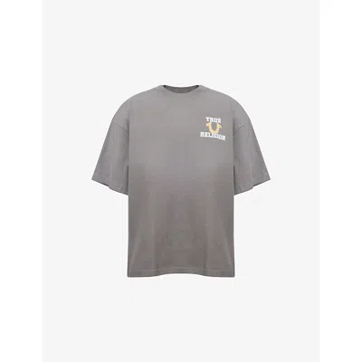 True Religion Mens Granite Grey Vintage Boxy Cotton-jersey T-shirt In Gray
