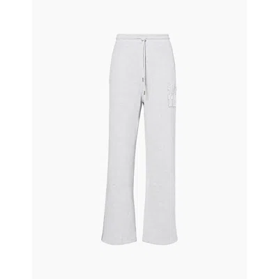 True Religion Mens Heather Grey Rib Stitch Baggy-fit Cotton-blend Jogging Bottoms In White
