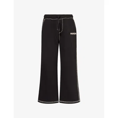 True Religion Mens  Super T Baggy Cotton-blend Jogging Bottoms In Black