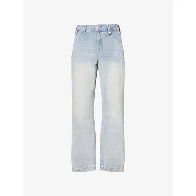 True Religion Mens Optic Stone Light Wash Bobby Baggy-fit Workwear Denim Jeans