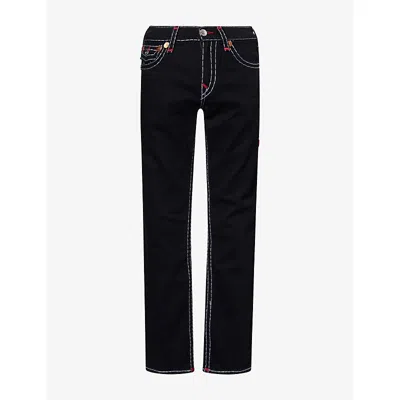 True Religion Mens Ricky Super T Flap Contrast-stitch Denim Jeans Rinse Black