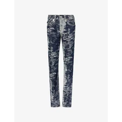 True Religion Mens Rinse Jacquard Billy Flap Bootcut Denim Jeans In Blue