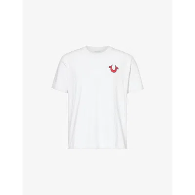 True Religion Mens Optic White Applique Blazing Tour Short-sleeves Relaxed-fit Cotton-jersey T-shirt Xl