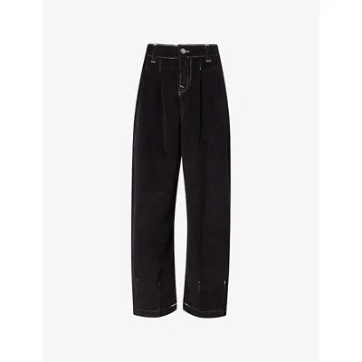 True Religion Mens  Barrel Pleated Corduroy Trousers In Black