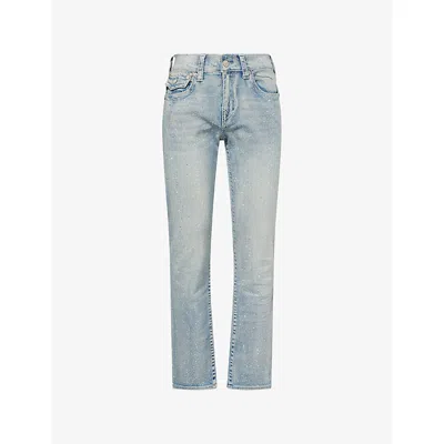 True Religion Mens  Billy Big Crystal Denim Jeans In Blue