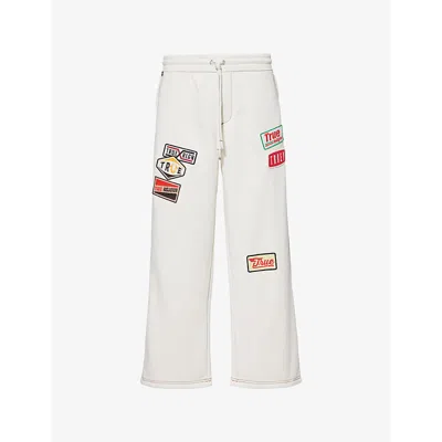 True Religion Mens Vapor Grey Logo-patch Baggy-fit Cotton-blend Jogging Bottoms