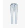 True Religion Mens Drover Light Wash Rocco Faded-wash Straight-leg Slim-fit Stretch-denim Jeans In Drover Light Wash