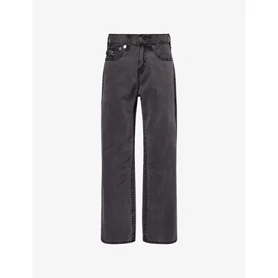 True Religion Mens  Vinny Super T-flap  Embroidered Denim Jeans In Black