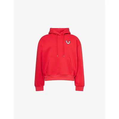 True Religion Mens Logo-embroidered Cotton-blend Hoody Trv Red
