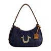 True Religion Metal Horseshoe Denim Hobo In Blue
