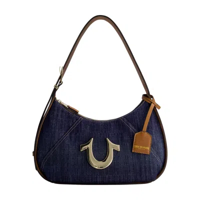 True Religion Metal Horseshoe Denim Hobo In Blue