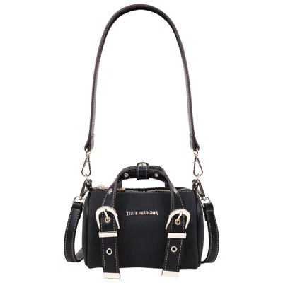 True Religion Metal Plaque Quilted Crossbody In Black