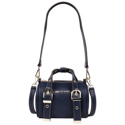 True Religion Metal Plaque Quilted Crossbody In Blue
