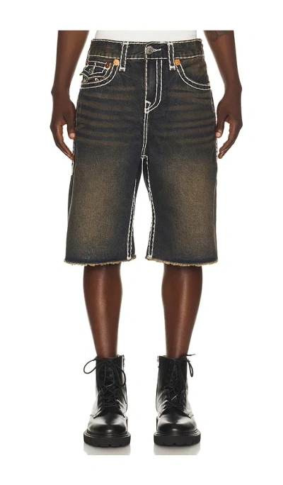 True Religion Mikey Super T Flap Denim Shorts In Dark Wash