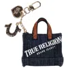 True Religion Mini Denim Tote Bag Charm In Multi