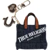 True Religion Mini Denim Tote Bag Charm In Blue