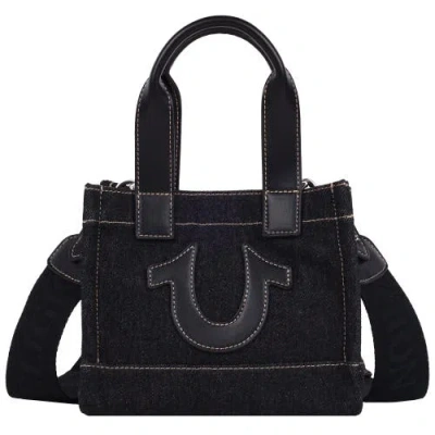 True Religion Mini Denim Tote In Black