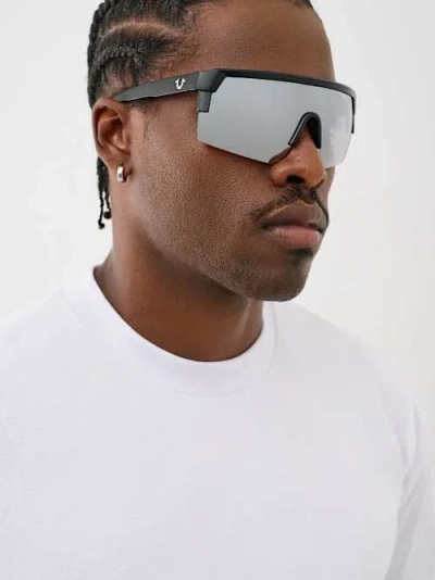 True Religion Mirrored Shield Sunglasses In Black