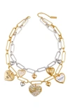 True Religion Mixed Metal Heart Charm Necklace In Gold