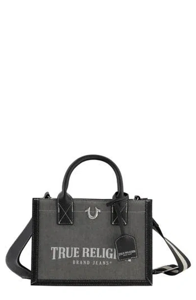 True Religion Modern Edge Denim Tote Bag In Gray