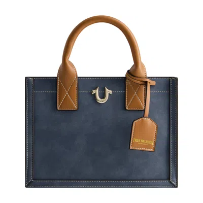 True Religion Modern Edge Suede Tote In Blue