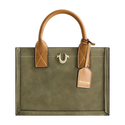 True Religion Modern Edge Suede Tote In Green