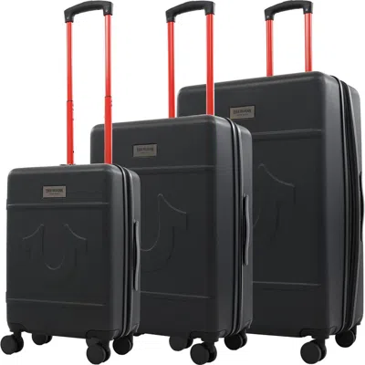 True Religion Molded U 3-piece Hardside Spinner Luggage Set 22", 26.5" & 30.5" Expandable Suitcases In Black