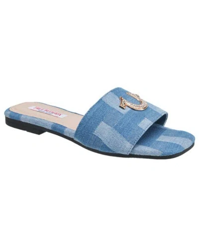 True Religion Mona Bling Logo Single Band Sandal In Blue