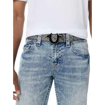 True Religion Monogram Logo Belt In Gray