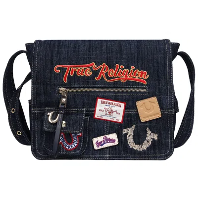 True Religion Multi Patch Denim Messenger Bag In Blue