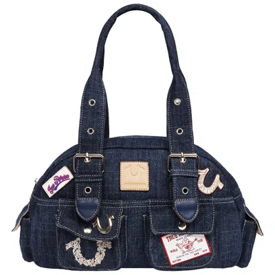 True Religion Multi-patch Denim Satchel In Blue