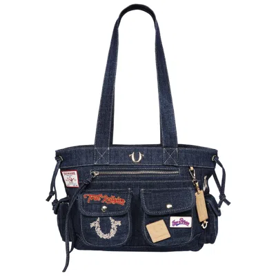 True Religion Multi-patch Denim Tote In Blue