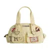 True Religion Multi Patch Satchel In Beige