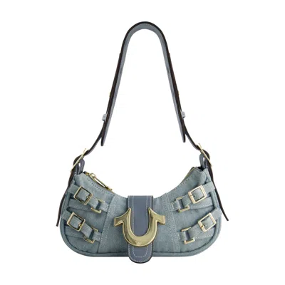 True Religion Multi Strap Denim Shoulder Bag In Blue