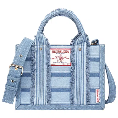 True Religion Multi-stripe Denim Modern Tote With Removable Crossbody Strap