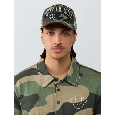 True Religion Multi-logo Trucker Hat In Green