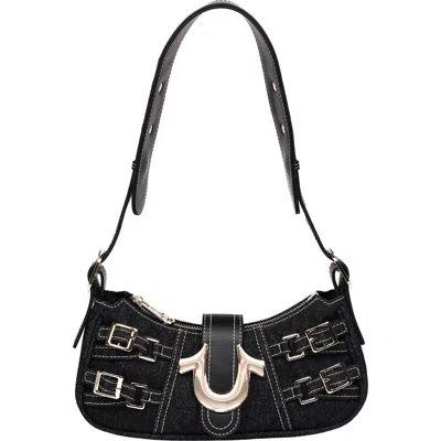 True Religion Multi-strap Denim Shoulder Bag In Black