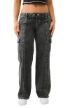 True Religion Natalie Low Rise Relaxed Fit Cargo Jeans In Black