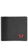 True Religion Norris Red Enamel Horseshoe Bifold Wallet In Black Red