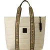 True Religion Nylon Solid Quilted Tote In White