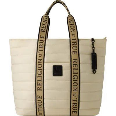 True Religion Nylon Solid Quilted Tote In White
