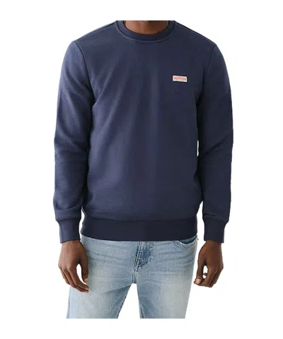 True Religion Og Logo Patch Crew Sweatshirt In Blue